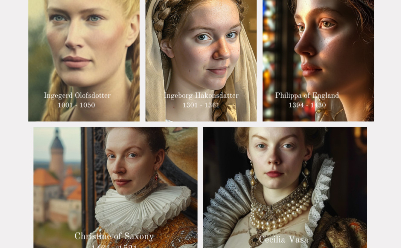 Five forgotten royal women, Ingegerd Olofsdotter, Ingeborg Håkonsdotter, Phlippa of England, Christine of Saxony and Cecilia Vasa.